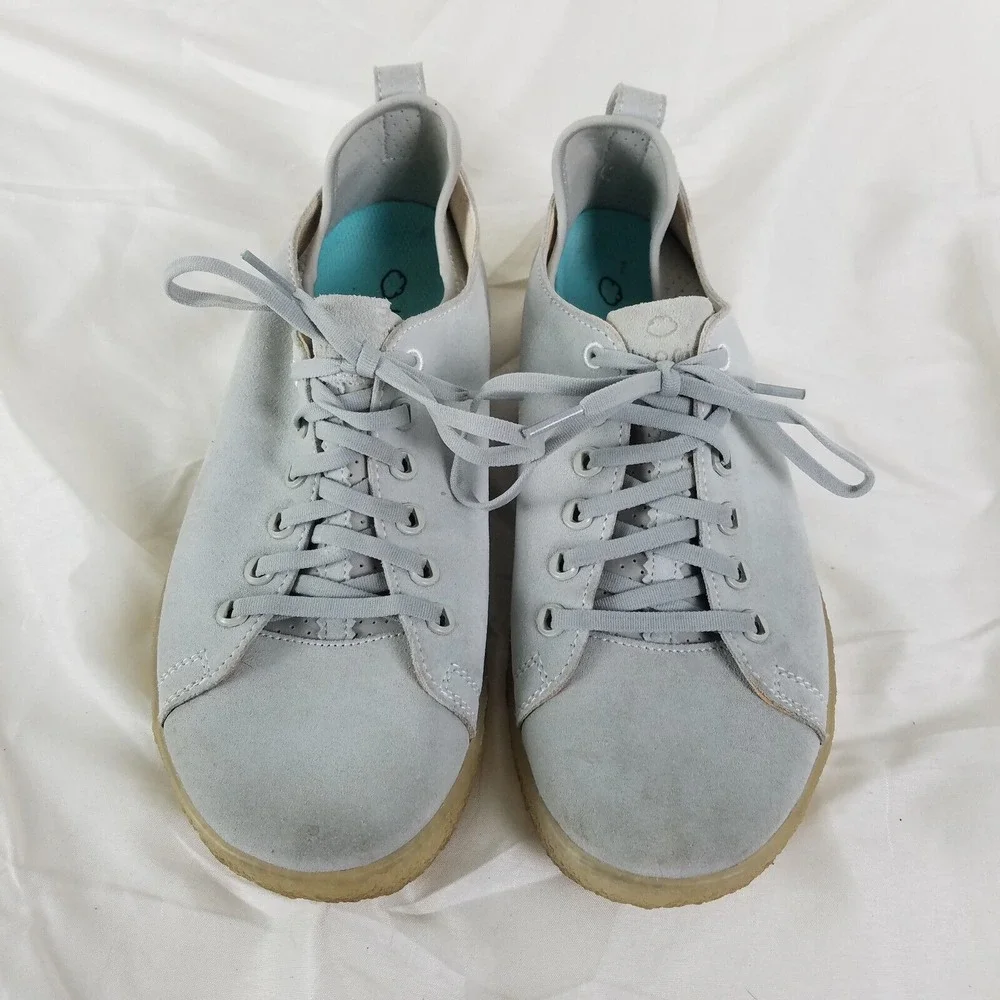 Bluprint Shoes Womens 7.5 Gray Suede Low‎ Top Lace Up Athletic Sneakers